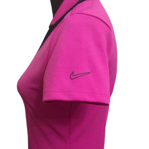 Nike Women's Nike Golf Tour Performance Fuchsia Dri-Fit Short Sleeve Pullover - Picture 4 of 9